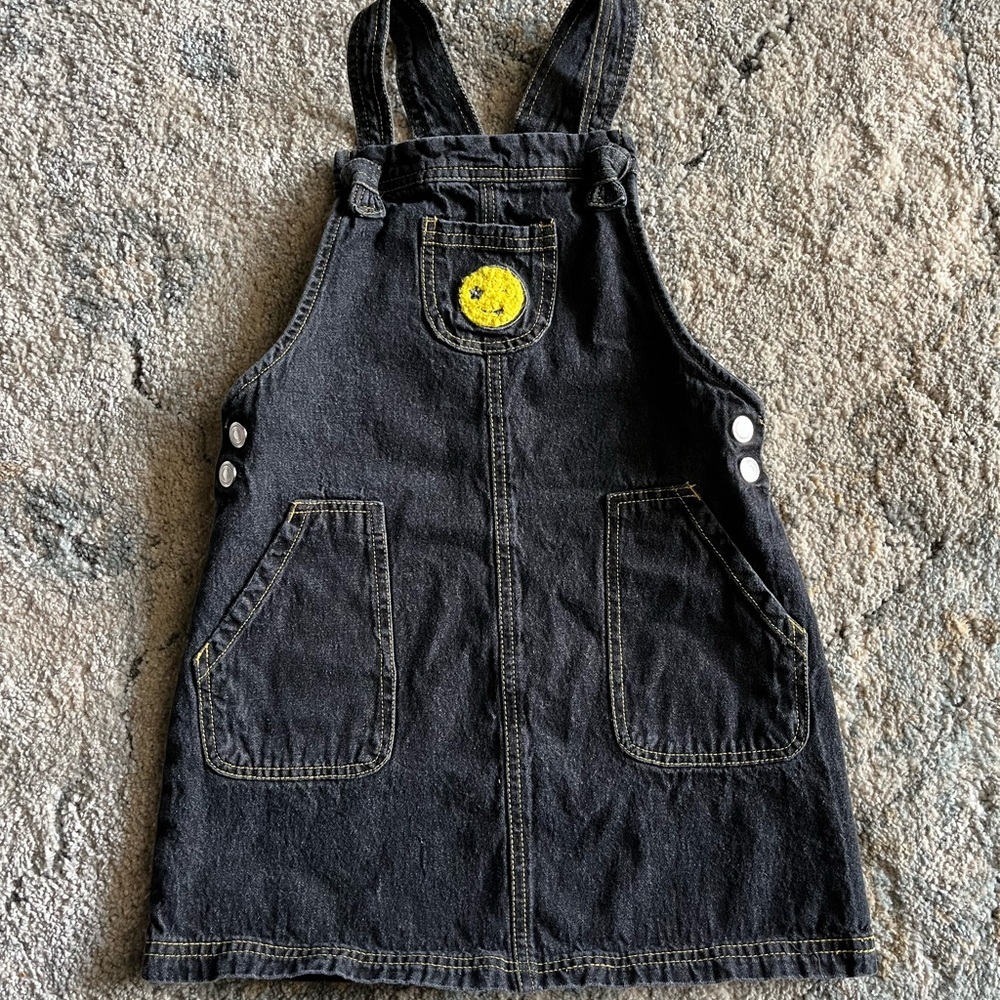 vintage girls black denim overall dress